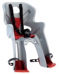 Сиденье переднее (детское велокресло) Bellelli RABBIT Handlefix до 15 кг, серебристое с красной подкладкой
