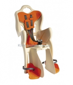 Сиденье заднее (детское велокресло) Bellelli B1 Standart до 22 кг, бежевое с оранжевой подкладкой