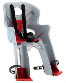 Сиденье переднее (детское велокресло) Bellelli RABBIT Handlefix до 15 кг, серебристое с красной подкладкой