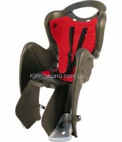 Сиденье заднее (детское велокресло) Bellelli MR FOX Relax B-Fix до 22 кг, чёрное с красной подкладкой