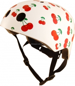 Шлем детский Kiddi Moto белый с вишенками, размер M 53-58 см