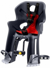 Сиденье переднее (детское велокресло) Bellelli RABBIT Handlefix до 15 кг, серое с красной подкладкой