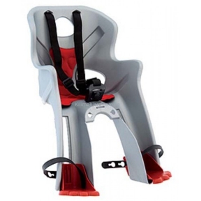 Сиденье переднее (детское велокресло) Bellelli RABBIT Sportfix до 15 кг, серебристое с красной подкладкой