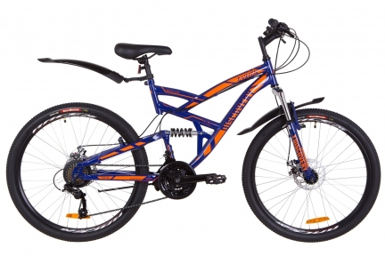 Велосипед 26 Discovery CANYON AM2 14G DD рама-19 St черно-синий с оранжевым (м) с крылом Pl 2019