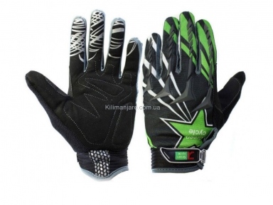 Перчатки Green Cycle NC-2355-2014 MTB с закрытыми пальцами S черно-зеленые
