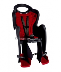 Сиденье задние (детское велокресло) Bellelli MR FOX Standart B-Fix до 22 кг, чёрное с красной подкладкой
