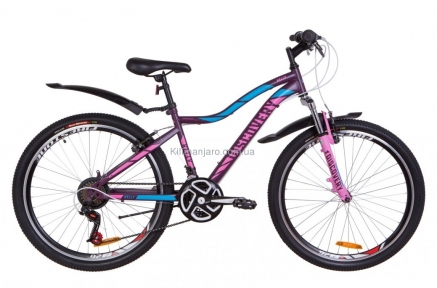 Велосипед 26 Discovery KELLY AM 14G Vbr рама-15 St фиолетово-розовый с голубым (м) с крылом Pl 2019