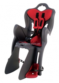 Сиденье заднее (детское велокресло) Bellelli B1 Сlamp (на багажник) до 22 кг, серое с красной подкладкой