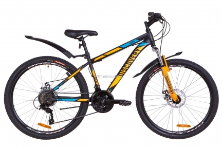 Велосипед 26 Discovery TREK AM 14G  DD   St черно-оранжевый с синим (м)  с крылом Pl 2019