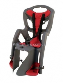 Сиденье задние (детское велокресло) Bellelli PEPE Сlamp (на багажник) до 22 кг, серое с красной подкладкой