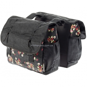 Сумка-штаны на багажник Basil KATHARINA-DOUBLE BAG черная с цветочным принтом