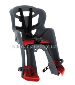 Сиденье переднее (детское велокресло) Bellelli TATOO Sportfix до 15 кг, серое с красной подкладкой