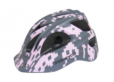 Шлем Green Cycle SPACE INVADER серо-розовый, размер 54-58 см