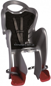 Сиденье задние (детское велокресло) Bellelli MR FOX Сlamp (на багажник) до 22 кг, серебристое с чёрной подкладкой