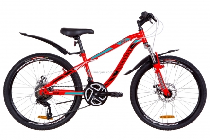 Велосипед 24 Discovery FLINT AM DD красно-бирюзовый с черным 2019