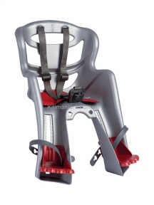 Сиденье переднее (детское велокресло) Bellelli TATOO Handefix до 15 кг, серебристое с красной подкладкой