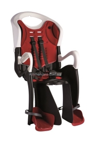 Сиденье заднее (детское велокресло) Bellelli TIGER Сlamp (на багажник) до 22 кг, черно-белый с красной подкладкой