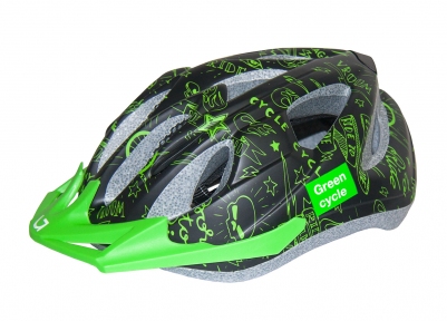 Шлем детский Green Cycle FAST FIVE черно-зеленый, размер 50-56 см