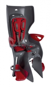 Сиденье заднее (детское велокресло) Bellelli SUMMER Сlamp (на багажник) до 22 кг, серое с красной подкладкой
