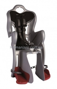 Сиденье заднее (детское велокресло) Bellelli B1 Сlamp (на багажник) до 22 кг, серебристое с чёрной подкладкой