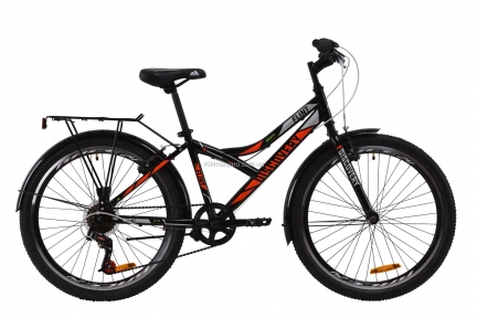 Велосипед 24 Discovery FLINT  14G  Vbr  рама-14 St черно-оранжевый с серым  с багажником зад St, с крылом St 2020
