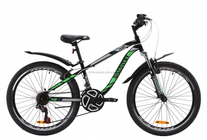 Велосипед 24 Discovery FLINT AM 14G  Vbr  рама-13 St черно-зеленый   с крылом Pl 2020