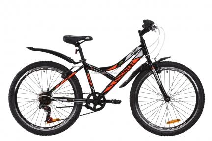 Велосипед 24 Discovery FLINT  14G  Vbr  рама-14 St черно-оранжевый с серым  с крылом Pl 2020