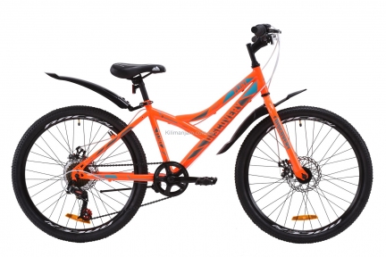 Велосипед 24 Discovery FLINT  14G  DD  рама-14 St оранжево-бирюзовый с серым  с крылом Pl 2020