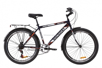 Велосипед 26 Discovery PRESTIGE MAN  14G  Vbr  рама-18 St сине-белый с оранжевым  с багажником зад St, с крылом St 2020