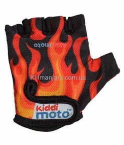 Перчатки детские Kiddi Moto чёрные с языками пламени