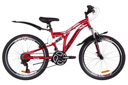 Велосипед 24 Discovery ROCKET AM2 14G  Vbr  рама-15 St красно-белый с черным  с крылом Pl 2019