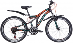Велосипед 24 Discovery ROCKET AM2   черно-оранжевый с бирюзовым (м) 2021