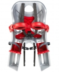 Сиденье переднее (детское велокресло) Bellelli FRECCIA B-Fix до 15 кг, серебристо-красное с красной подкладкой