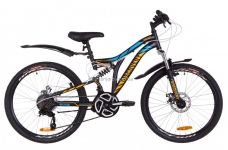 Велосипед 24 Discovery ROCKET AM2 14G  DD  рама-15 St черно-оранжевый с синим (м)  с крылом Pl 2019