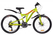 Велосипед 24 Discovery ROCKET AM2 14G  DD  рама-15 St зелено-красный (м)  с крылом Pl 2019