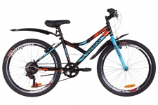 Велосипед 24 Discovery FLINT  14G  Vbr  рама-14 St черно-синий с оранжевым  с крылом Pl 2019