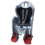 Сиденье заднее (детское велокресло) Bellelli MR FOX Relax B-Fix до 22 кг, серебристое с чёрной подкладкой