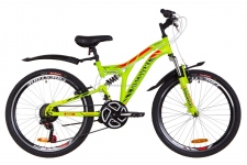 Велосипед 24 Discovery ROCKET AM2 14G  Vbr  рама-15 St зелено-красный (м)  с крылом Pl 2019