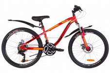 Велосипед 24 Discovery FLINT AM 14G  DD  рама-13 St красно-оранжевый  с крылом Pl 2019