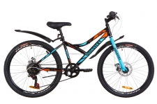 Велосипед 24 Discovery FLINT DD черно-синий с оранжевым 2019