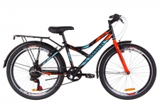Велосипед 24 Discovery FLINT  MC 14G  Vbr  рама-14 St черно-синий с оранжевым  с багажником зад St, с крылом St 2019