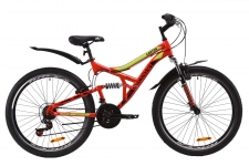 Велосипед 26 Discovery CANYON AM2 14G  Vbr  рама-17,5 St красно-салатовый с черным  с крылом Pl 2020