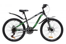 Велосипед 24 Discovery FLINT AM 14G  DD  рама-13 St черно-зеленый   с крылом Pl 2020