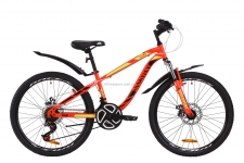 Велосипед 24 Discovery FLINT AM 14G  DD  рама-13 St красно-черный с салатовым  с крылом Pl 2020