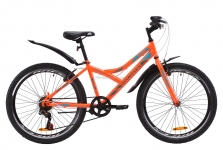 Велосипед 24 Discovery FLINT  14G  Vbr  рама-14 St оранжево-бирюзовый с серым  с крылом Pl 2020