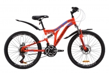 Велосипед 24 Discovery ROCKET AM2 14G  DD  рама-15 St красно-черный с синим  с крылом Pl 2020