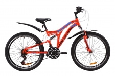 Велосипед 24 Discovery ROCKET AM2 14G  Vbr  рама-15 St красно-черный с синим  с крылом Pl 2020