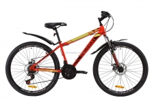 Велосипед 26 Discovery TREK AM 14G  DD St красно-черный с салатовым  с крылом Pl 2020