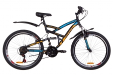 Велосипед 26 Discovery CANYON AM2 14G Vbr рама-19 St черно-синий с оранжевым (м) с крылом Pl 2019