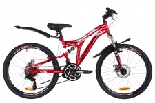 Велосипед 24 Discovery ROCKET AM2 14G  DD  рама-15 St красно-белый с черным  с крылом Pl 2019